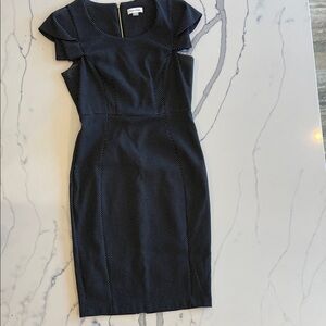 Calvin Klein Black Midi Dress with White Dots